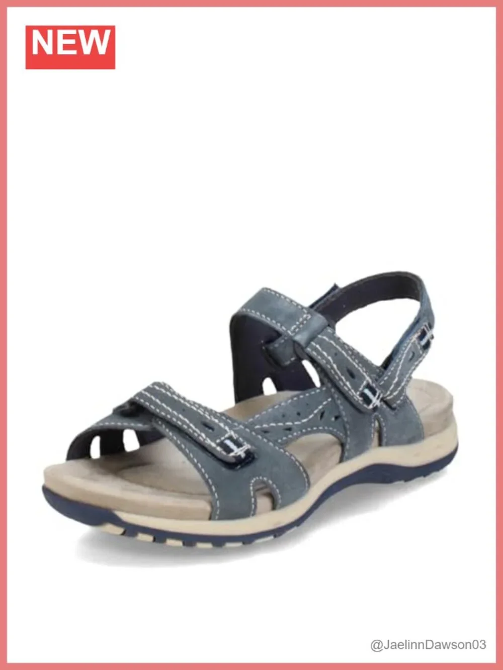 Earth Origins Sophie Women's Leather/Suede Sandals with Hook & Loop Straps,
